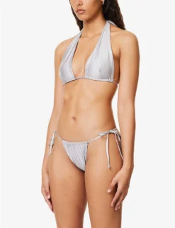 GOOD AMERICAN Ruched Halterneck Bikini Top -Reiss Shop R04148943 SILVERMIRROR ALT02