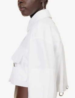 Cropped Patch-pocket Cotton Shirt -Reiss Shop R04148952 WHITEWHIT ALT04