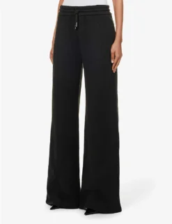 Wide-leg Mid-rise Cotton Jogging Bottoms -Reiss Shop R04149020 BLACK ALT02