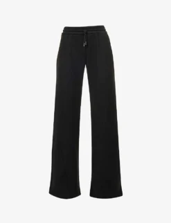 Wide-leg Mid-rise Cotton Jogging Bottoms