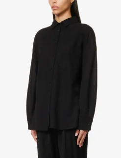 Emery Relaxed-fit Cotton And Linen-blend Shirt -Reiss Shop R04149652 BLACK ALT02