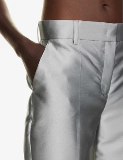 Alberta Ferretti Mikado Pressed-crease Straight-leg Silk-blend Trousers -Reiss Shop R04149926 GREY ALT04