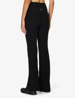 Beyond Yoga Spacedye Wrap-over Flared-leg High-rise Stretch-woven Leggings -Reiss Shop R04150159 DARKESTNIGHT ALT03