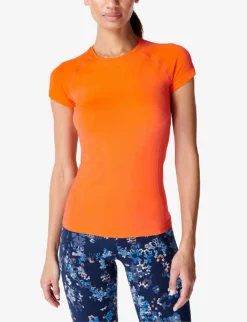 Sweaty Betty Athlete Seamless Workout Stretch-jersey T-shirt -Reiss Shop R04150375 ORANGE ALT02