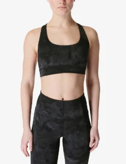 Sweaty Betty Reversible Spray-print Stretch-nylon Sports Bra -Reiss Shop R04150399 BLACKSPRAYDYEPRINT ALT02