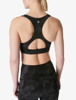Sweaty Betty Reversible Spray-print Stretch-nylon Sports Bra -Reiss Shop R04150399 BLACKSPRAYDYEPRINT ALT03