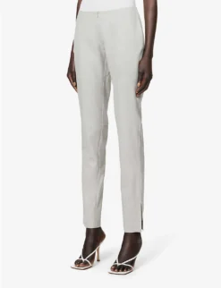 Exposed-seam Slim-leg High-rise Regular-fit Wool Trousers 7 Exposed-seam Slim-leg High-rise Regular-fit Wool Trousers -Reiss Shop R04150869 MELANGEGREY ALT02