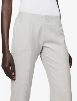 Exposed-seam Slim-leg High-rise Regular-fit Wool Trousers 9 Exposed-seam Slim-leg High-rise Regular-fit Wool Trousers -Reiss Shop R04150869 MELANGEGREY ALT04