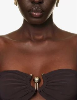 Ruched Cropped Stretch-woven Top 9 Ruched Cropped Stretch-woven Top -Reiss Shop R04150871 CHOCOLATE ALT04