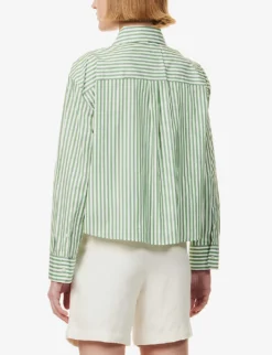 Weekend Max Mara Perak Striped Cotton Shirt -Reiss Shop R04151181 GREEN ALT03