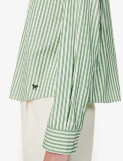 Weekend Max Mara Perak Striped Cotton Shirt -Reiss Shop R04151181 GREEN ALT04