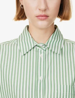 Weekend Max Mara Perak Striped Cotton Shirt -Reiss Shop R04151181 GREEN ALT05
