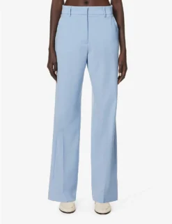 Weekend Max Mara Visivo Wide-leg Mid-rise Wool Trousers -Reiss Shop R04151189 LIGHTBLUE ALT02