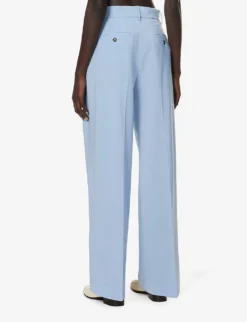 Weekend Max Mara Visivo Wide-leg Mid-rise Wool Trousers -Reiss Shop R04151189 LIGHTBLUE ALT03