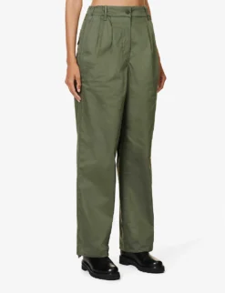 Weekend Max Mara Gitane Flap-pocket Straight-leg Mid-rise Stretch-cotton Trousers 7 Weekend Max Mara Gitane Flap-pocket Straight-leg Mid-rise Stretch-cotton Trousers -Reiss Shop R04151235 KAKI ALT02