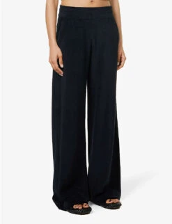 ME AND EM Wide-leg Towelling-texture Cotton Trousers -Reiss Shop R04151473 NAVY ALT02