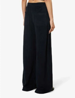 ME AND EM Wide-leg Towelling-texture Cotton Trousers -Reiss Shop R04151473 NAVY ALT03