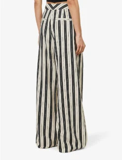 ME AND EM Stripe-pattern Wide-leg Woven Trousers -Reiss Shop R04151507 BEIGEBLACK ALT03