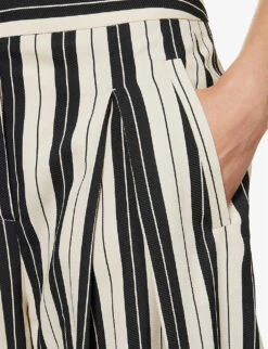 ME AND EM Stripe-pattern Wide-leg Woven Trousers -Reiss Shop R04151507 BEIGEBLACK ALT04