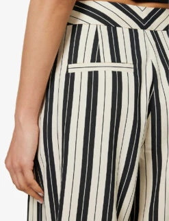 ME AND EM Stripe-pattern Wide-leg Woven Trousers -Reiss Shop R04151507 BEIGEBLACK ALT05