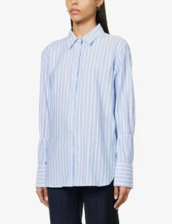 ME AND EM Stripe-pattern Boyfriend-fit Cotton Shirt -Reiss Shop R04151520 BLUEWHITE ALT02