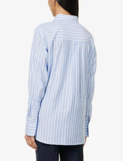 ME AND EM Stripe-pattern Boyfriend-fit Cotton Shirt -Reiss Shop R04151520 BLUEWHITE ALT03
