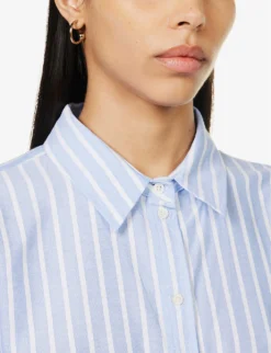 ME AND EM Stripe-pattern Boyfriend-fit Cotton Shirt -Reiss Shop R04151520 BLUEWHITE ALT04
