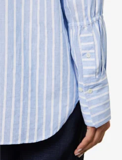 ME AND EM Stripe-pattern Boyfriend-fit Cotton Shirt -Reiss Shop R04151520 BLUEWHITE ALT05