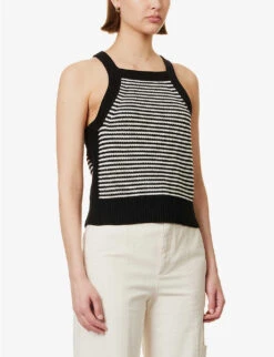 ME AND EM Stripe Cotton-knit Top 7 ME AND EM Stripe Cotton-knit Top -Reiss Shop R04151523 BLACKSOFTWHITE ALT02