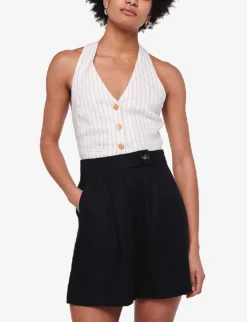 Fidel Tabbed Linen Shorts -Reiss Shop R04151537 BLACK ALT02