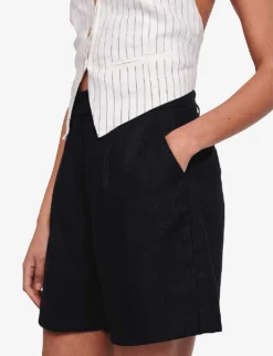 Fidel Tabbed Linen Shorts -Reiss Shop R04151537 BLACK ALT04