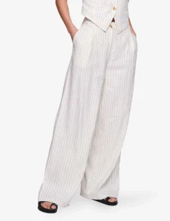 Hainault Pinstripe Wide-leg Mid-rise Stretch-woven Trousers -Reiss Shop R04151538 BLACKSTRIPE ALT02