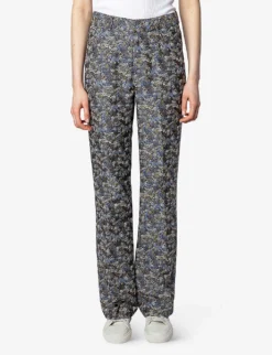 Zadig & Voltaire Pistol Flared-leg High-rise Floral-jacquard Trousers -Reiss Shop R04151931 MULTICOLOR ALT02