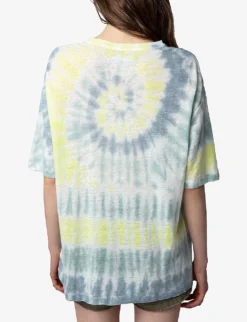 Zadig & Voltaire Suzy Tie-dye Linen T-shirt 8 Zadig & Voltaire Suzy Tie-dye Linen T-shirt -Reiss Shop R04151984 CELADON ALT03