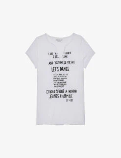 Zadig & Voltaire Henley Text-print Organic-cotton T-shirt