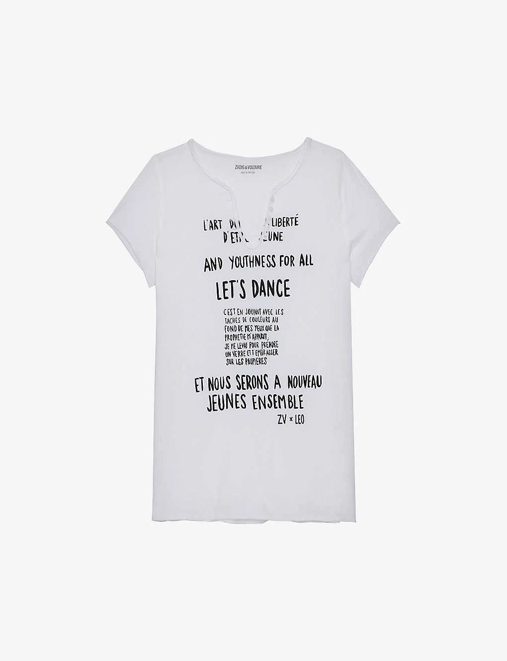 Zadig & Voltaire Henley Text-print Organic-cotton T-shirt 1 Zadig & Voltaire Henley Text-print Organic-cotton T-shirt