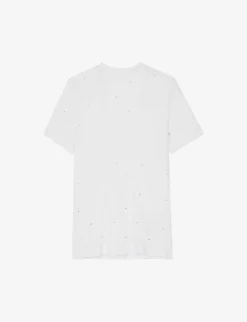 Zadig & Voltaire Wassa Crystal-embellished Linen-blend T-shirt