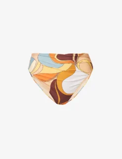 Abstract-print Mid-rise Bikini Bottoms