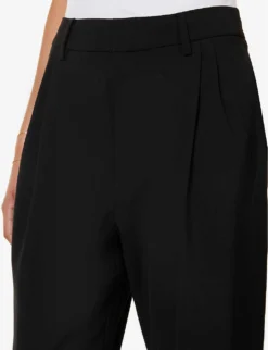 Leni Pleated Straight-leg Mid-rise Woven Trousers 9 Leni Pleated Straight-leg Mid-rise Woven Trousers -Reiss Shop R04152818 BLACK ALT04