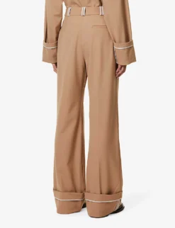 Leni Folded-cuff Straight-leg Mid-rise Woven Trousers -Reiss Shop R04152832 TAN ALT03