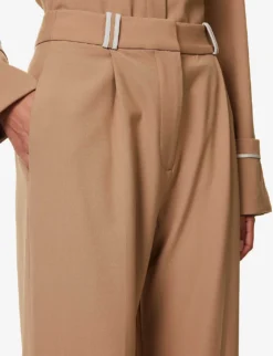 Leni Folded-cuff Straight-leg Mid-rise Woven Trousers -Reiss Shop R04152832 TAN ALT04