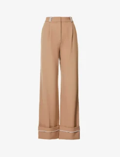 Leni Folded-cuff Straight-leg Mid-rise Woven Trousers