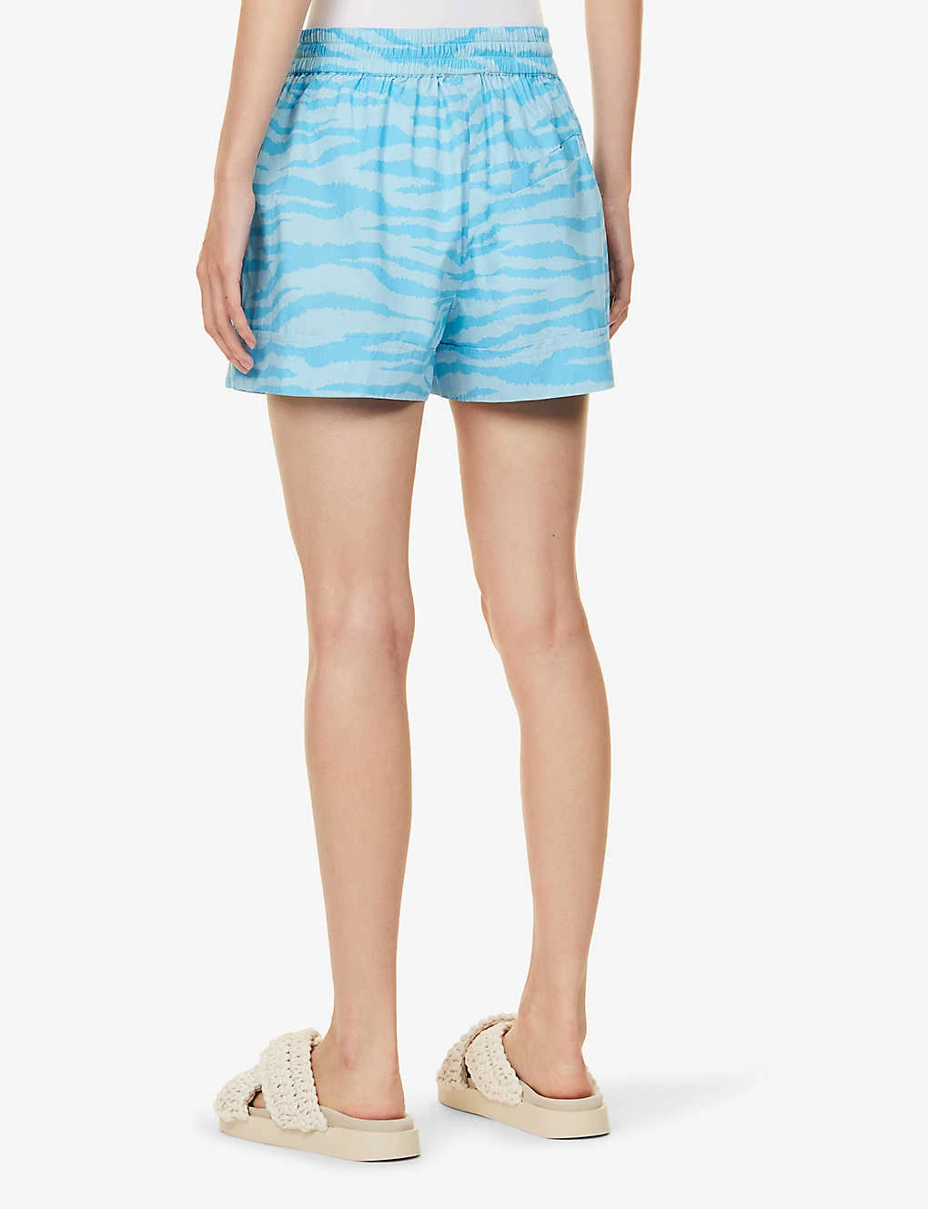Ganni Tiger-print Drawstring-waist Organic-cotton Shorts 4 Ganni Tiger-print Drawstring-waist Organic-cotton Shorts - Image 4