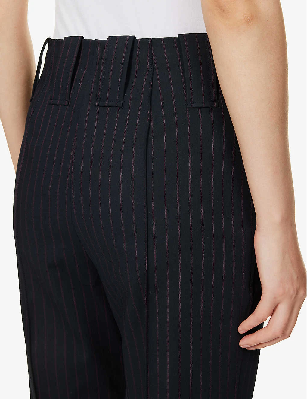 Ganni Pinstriped Straight-leg Mid-rise Recycled Polyester-blend Trousers 6 Ganni Pinstriped Straight-leg Mid-rise Recycled Polyester-blend Trousers - Image 6