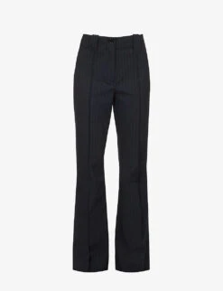 Ganni Pinstriped Straight-leg Mid-rise Recycled Polyester-blend Trousers