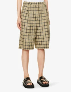 Ganni Checked Mid-rise Organic Cotton-blend Shorts -Reiss Shop R04152920 TENDERSHOOTS ALT02