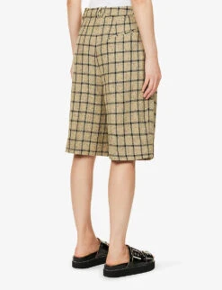 Ganni Checked Mid-rise Organic Cotton-blend Shorts -Reiss Shop R04152920 TENDERSHOOTS ALT03