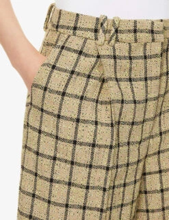 Ganni Checked Mid-rise Organic Cotton-blend Shorts -Reiss Shop R04152920 TENDERSHOOTS ALT04