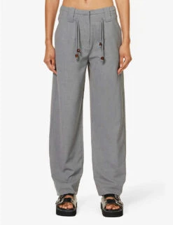 Ganni Bead-embellished Straight-leg Mid-rise Stretch-woven Trousers 7 Ganni Bead-embellished Straight-leg Mid-rise Stretch-woven Trousers -Reiss Shop R04152930 PALOMAMELANGE ALT02