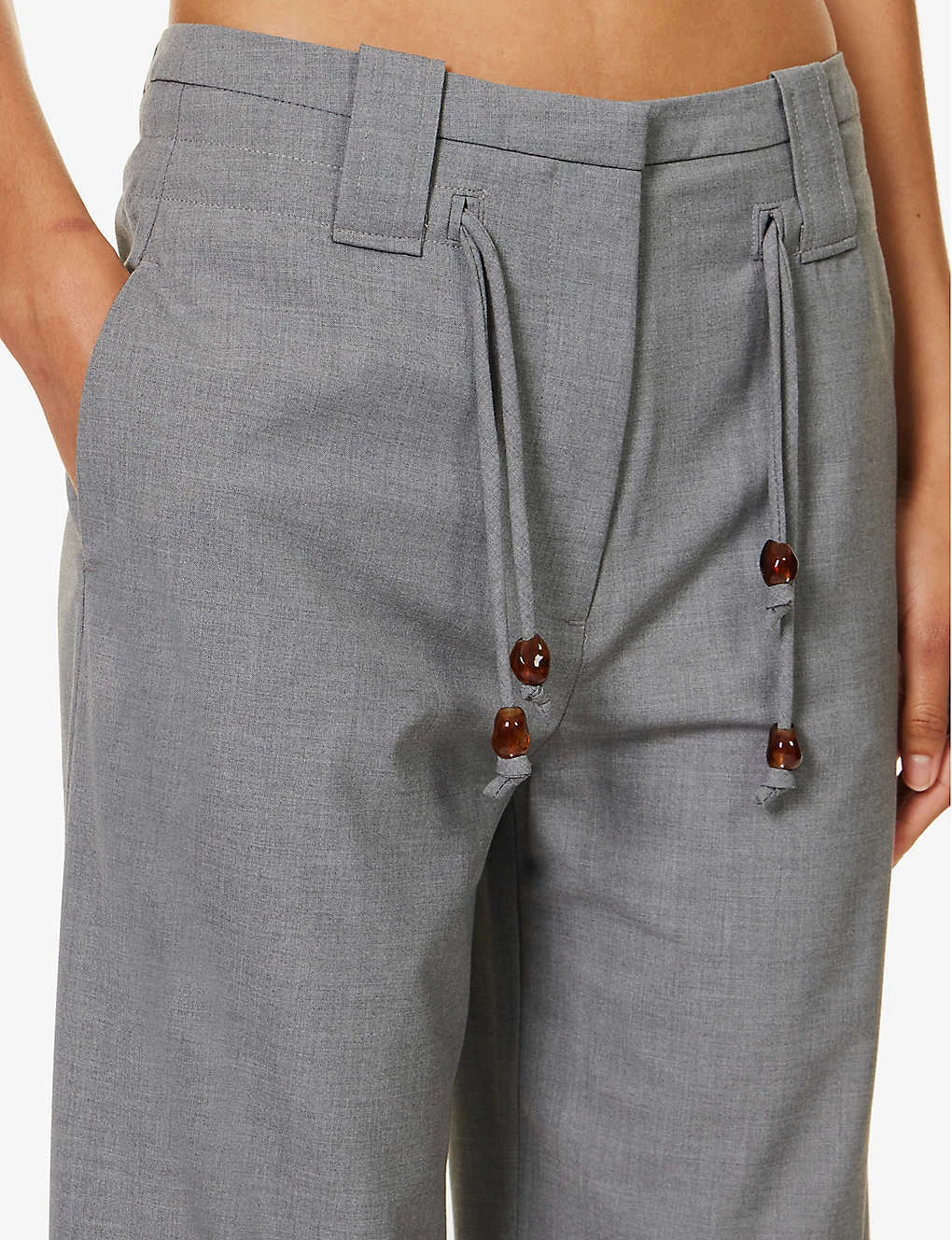 Ganni Bead-embellished Straight-leg Mid-rise Stretch-woven Trousers 5 Ganni Bead-embellished Straight-leg Mid-rise Stretch-woven Trousers - Image 5